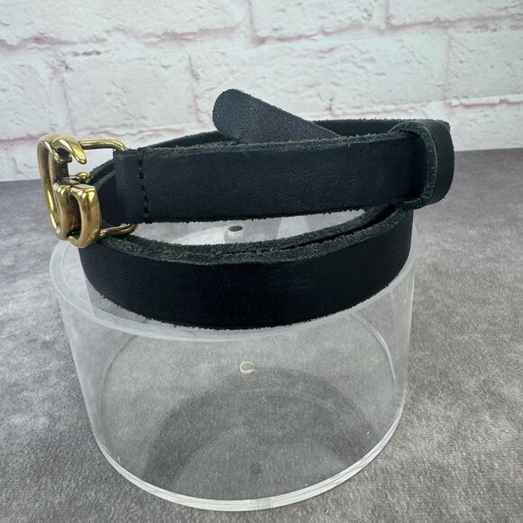 Gucci Distressed Edge Black Belt Gold Double GG Buckle 409417 85/34 - Picture 4 of 9